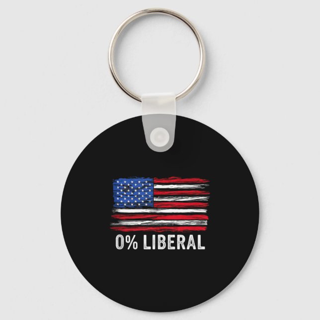 0% Liberal Zero Percent Anti Liberal Republican Ta Key Ring (Front)