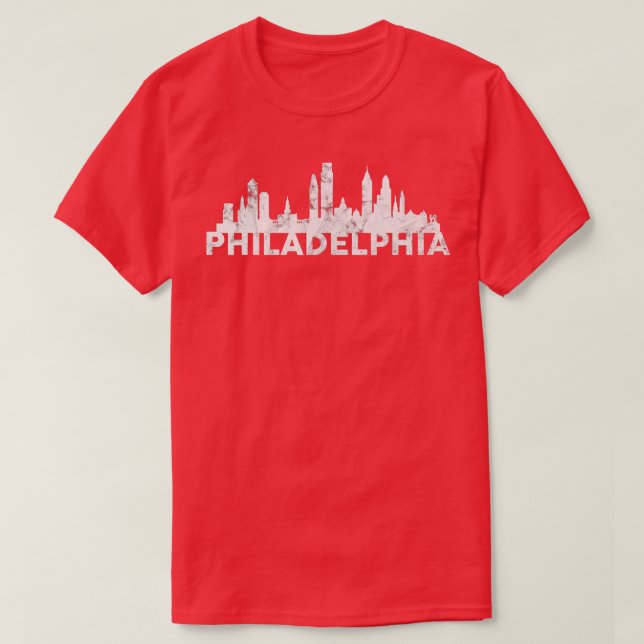 0 Love Philadelphia Skyline Downtown Cityscape Phi T-Shirt (Design Front)