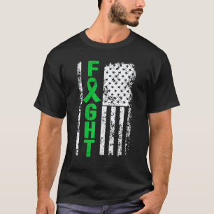 0 Mental Health Awareness American Flag Green Ribb T-Shirt
