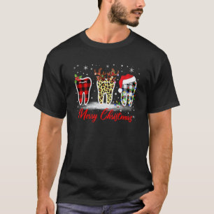 0 Merry Christmas Dentist Teeth Santa Hat Xmas Leo T-Shirt