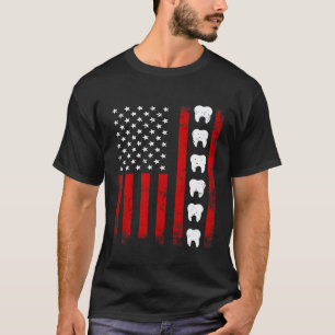 0 Patriotic Dentist American Flag USA Tooth US Fla T-Shirt