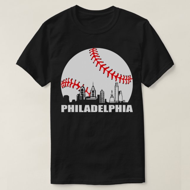 0 Philly Downtown Philadelphia Shirt Baseball Skyl (Design Front)