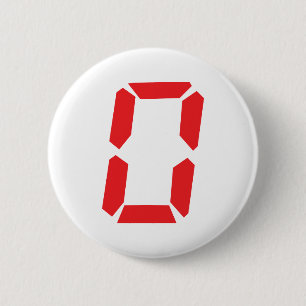 0 red alarm clock number digital zero 6 cm round badge
