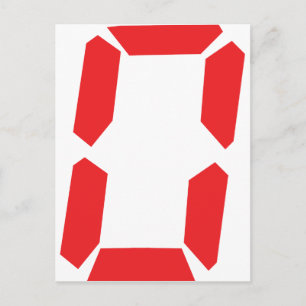 0 red alarm clock number digital zero postcard