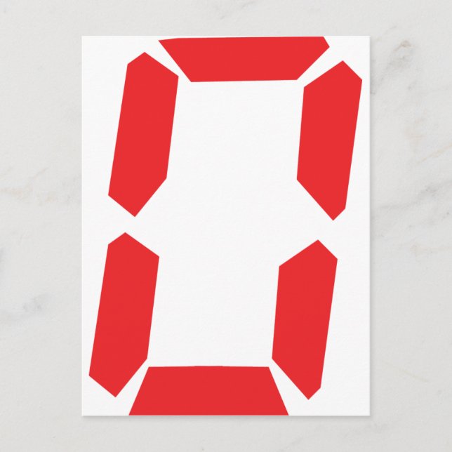 0 red alarm clock number digital zero postcard (Front)