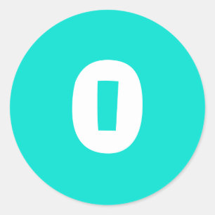 0 Small Round Turquoise Number Stickers by Janz