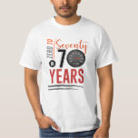 0 to 70 in 70 years birthday celebration T-Shirt<br><div class="desc">0 to 70 in 70 years birthday celebration with speedometer and mileage</div>