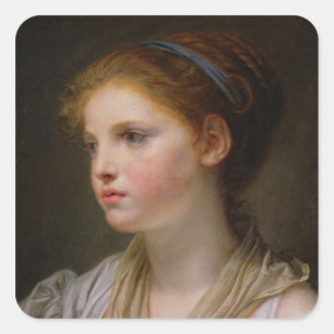 0irl with a Blue Ribbon Square Sticker