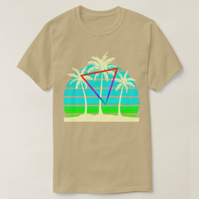 0s Retro Beach Palm trees Sunset T-Shirt (Design Front)