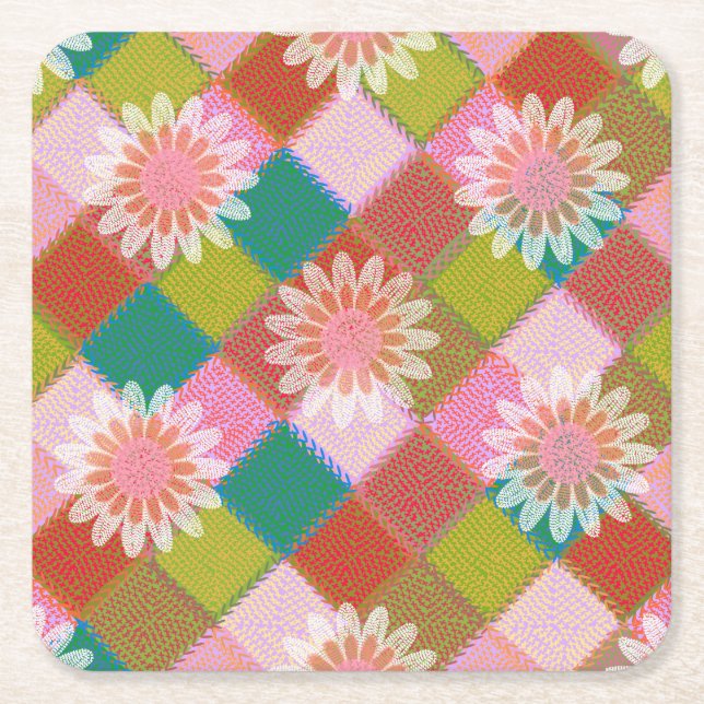 &0s retro daisy green coaster (Front)