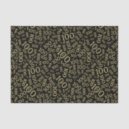 0th Birthday Black/Gold Random Number Pattern Tissue Paper