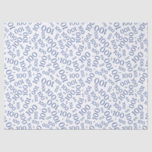 0th Birthday Blue/White Random Number Pattern Tissue Paper