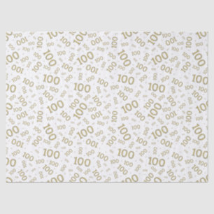 0th Birthday Gold/White Random Number Pattern Tissue Paper