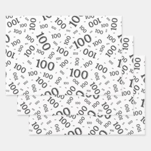 0th Modern Black/White Random Number Pattern Wrapping Paper Sheet