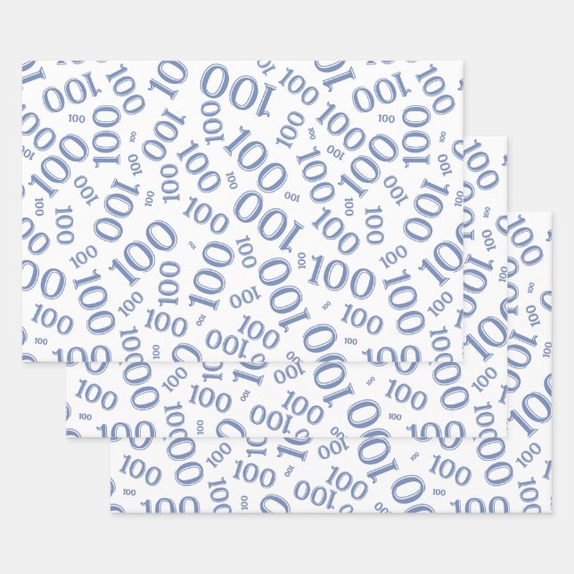 0th Modern Blue/White Random Number Pattern Wrapping Paper Sheet (Set)