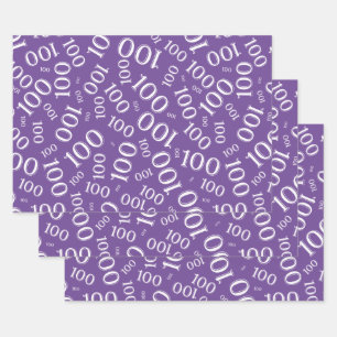 0th Modern Purple/White Random Number Pattern Wrapping Paper Sheet