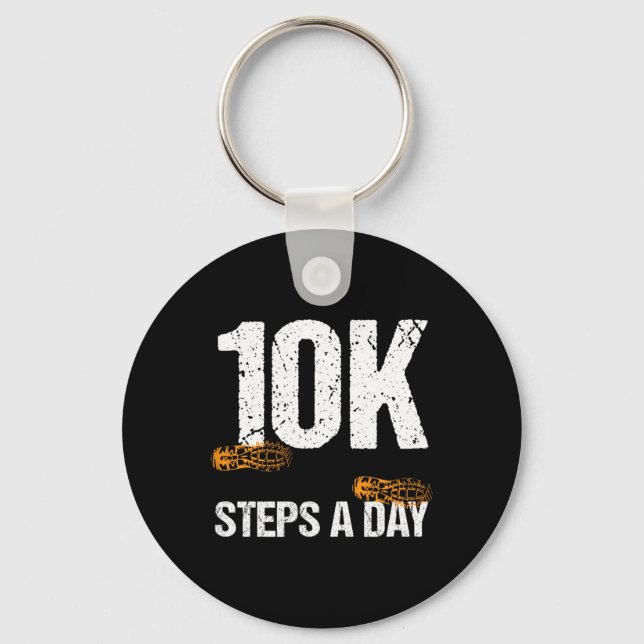 10000 Steps A Day New Year Health And Fitness Goal Key Ring (Front)