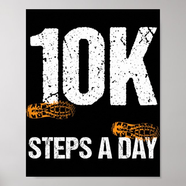 10000 Steps A Day New Year Health And Fitness Goal Poster (Front)