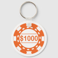 $1000 Casino Chip Orange Keychain