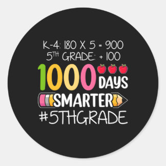 1000 Days Smer Fifth 5Th Grade Teacher Student Sch Classic Round Sticker