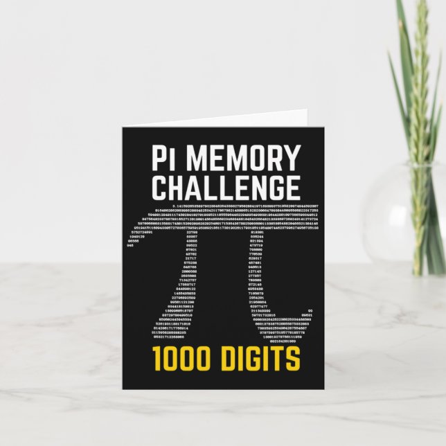 1000 Digits Of Pi Memory Challenge - Pi Day  Card (Front)