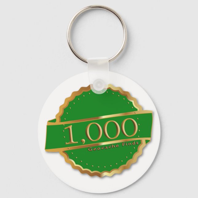1000 FINDS  ACHIEVEMENT  Souvenir GEOCACHING Key Ring (Front)