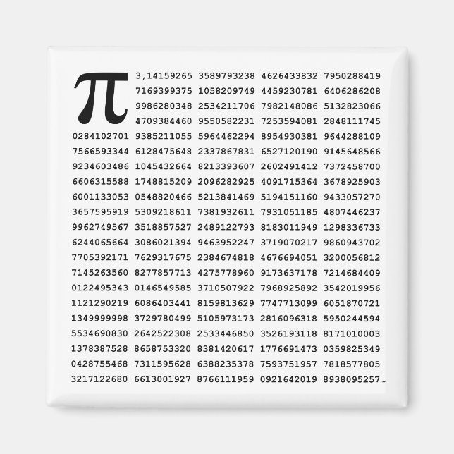 1000 First Digits Pi Number | Mathematical symbol Magnet (Front)