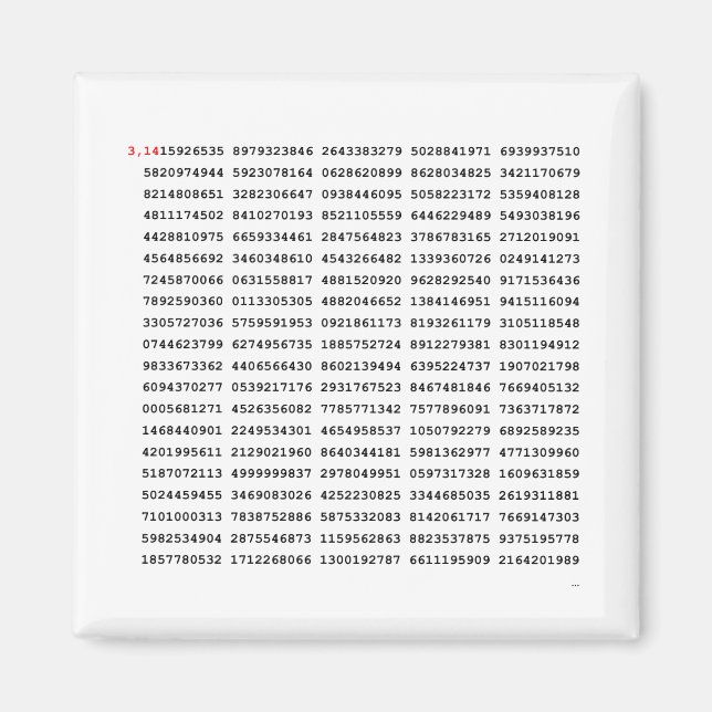 1000 First Digits Pi Number | Mathematical symbol Magnet (Front)
