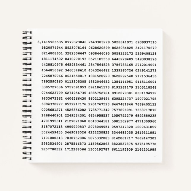 1000 First Digits Pi Number | Mathematical symbol Notebook (Front)