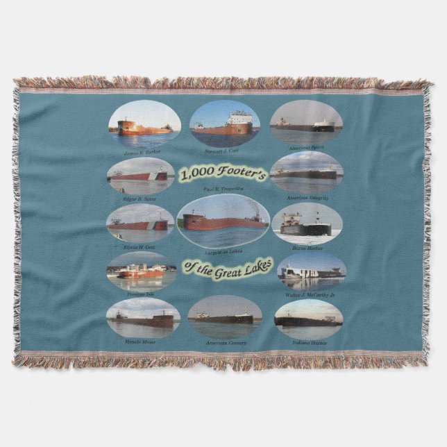 1000 Footers on Great Lakes throw blanket (Front)