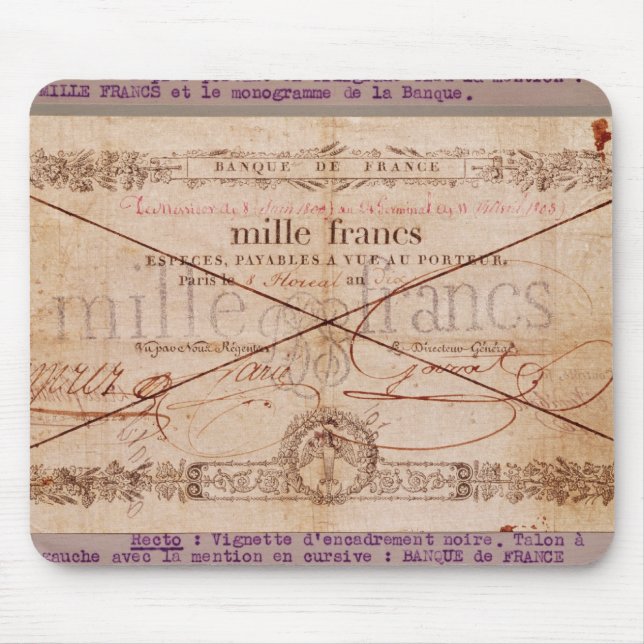 1000 Francs banknote from 8 Floreal, An X Mouse Mat (Front)