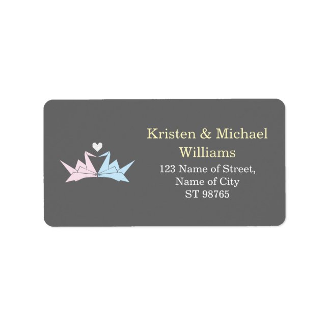 1000 Hanging Origami Paper Cranes Wedding (Grey) Label (Front)