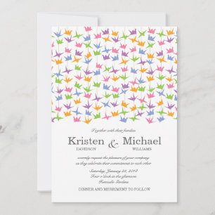 1000 Hanging Origami Paper Cranes Wedding Invitation