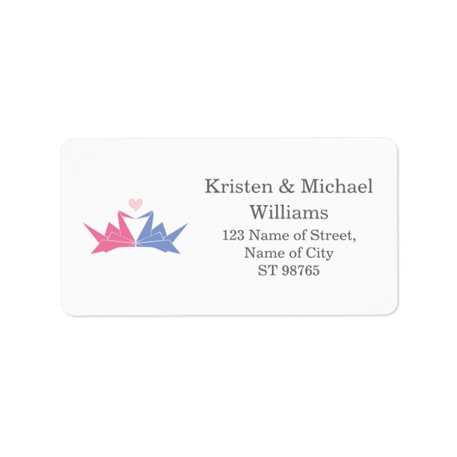 1000 Hanging Origami Paper Cranes Wedding Label (Front)