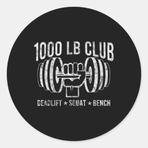 1000 Lbs Club Powerlifting Muscle Bodybuilding Gif Classic Round Sticker