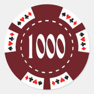 $1000. Poker Chip Classic Round Sticker