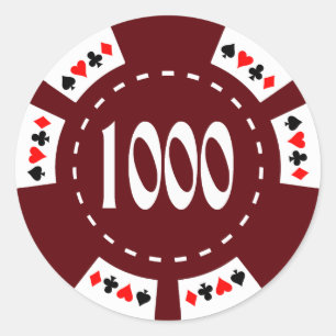 $1000. Poker Chip Classic Round Sticker