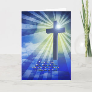 10014 Bible Verse Philippians 4:13 Blue Cross Card