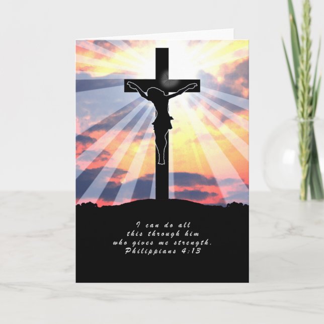 10015 Bible Verse Philippians 4:13 Christ Cross Card (Front)