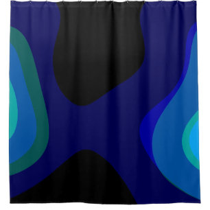 1007 Black And Blue Abstract Art Shower Curtain