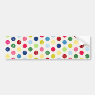 1009 RAINBOW POLKA DOTS CIRCLES COLORFUL PINK ORAN BUMPER STICKER