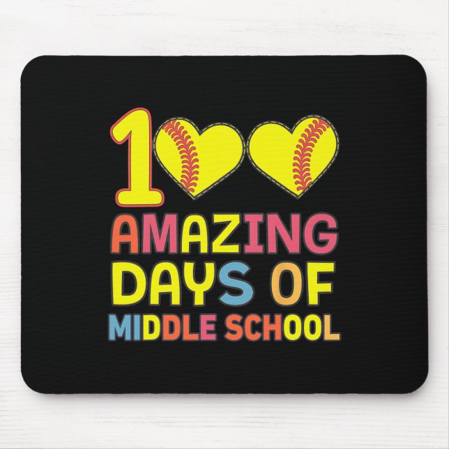 100 Amazing Days Of Middle School Softll Player St Mouse Mat (Front)