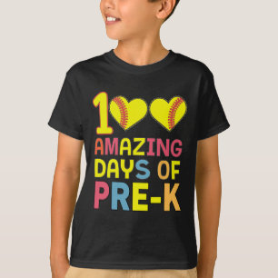 100 Amazing Days Of Pre-k Softbyll Player Student T-Shirt
