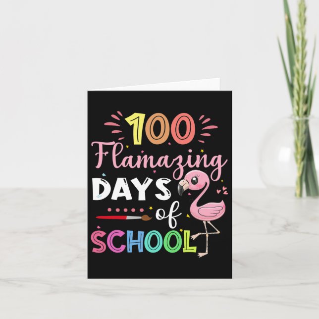 100 Amazing Days Of School Cute Flamingo Student T Card (Front)