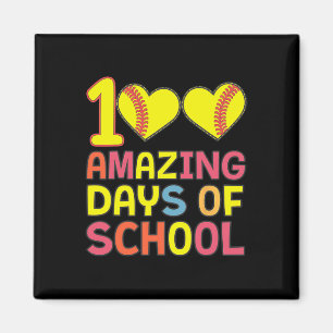 100 Amazing Days Of School Softll Player Student B Magnet