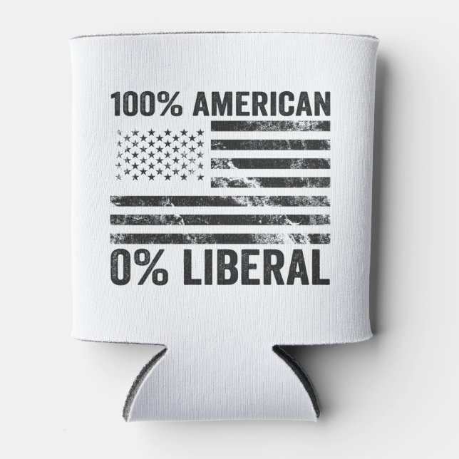 100% American 0% Liberal Republican American Flag  Can Cooler (Front)