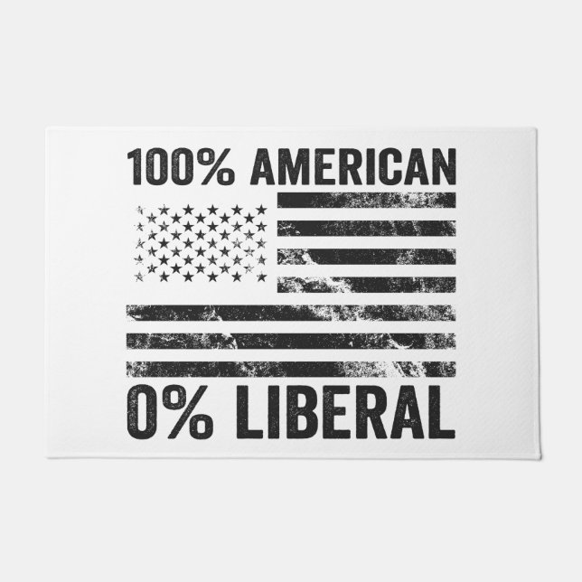 100% American 0% Liberal Republican American Flag  Doormat (Front)