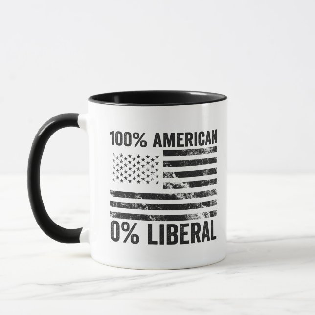 100% American 0% Liberal Republican American Flag  Mug (Left)