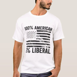 100% American 0% Liberal Republican American Flag T-Shirt