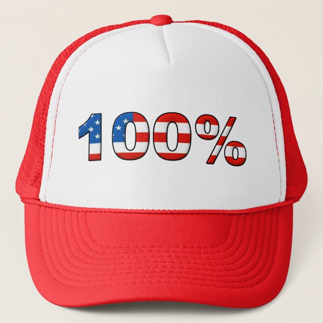 100% American Ball Cap Trucker Cap Hat (Front)